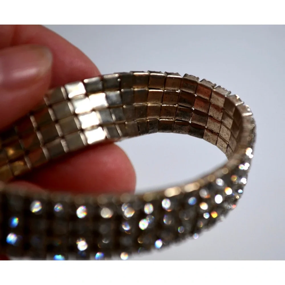 Rhinestone Stretch Bracelet Clear Rhinestones Wedding Bridal